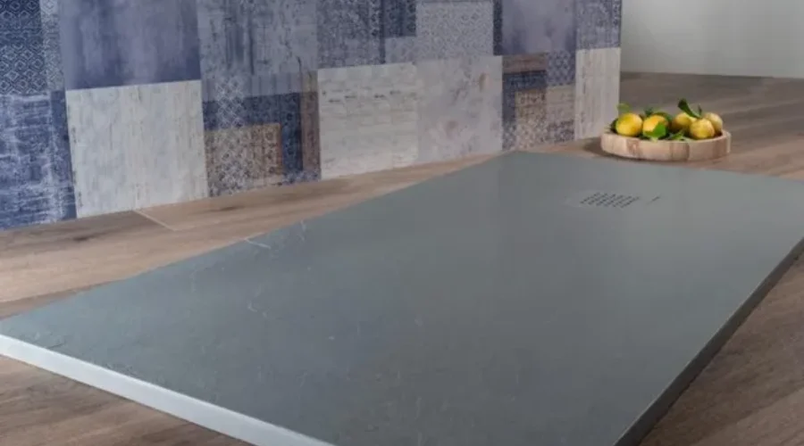 Shower Tray 70x130 cm Gray in Marmoresina Stone Effect