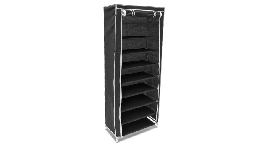 Space Saving Shoe Rack 10 Shelves 36 Pairs Shelf Steel and Black TNT Fabric