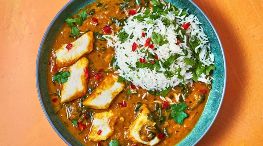 Goan-Style Fish & Spinach Curry With Coriander Rice
