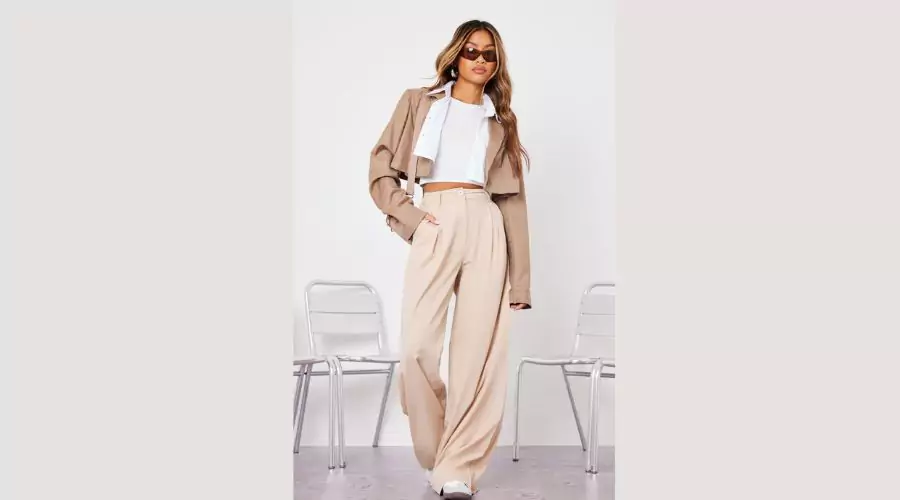 Natural Stone Floaty Tailored Wide Leg Trousers