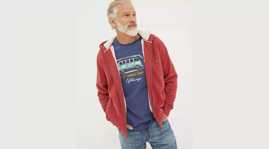 Red-fleece lined hoodie