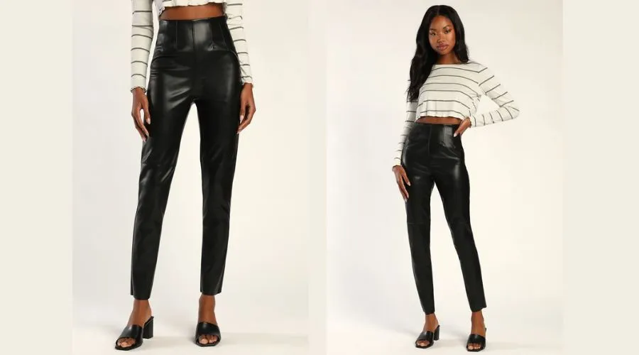 Black Vegan Leather High Waisted Pants