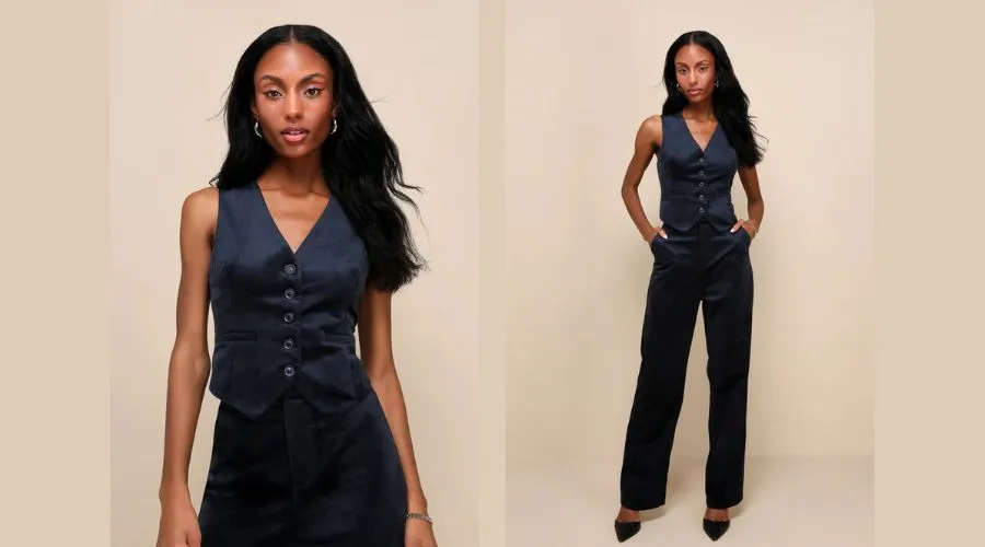 Icon Instinct Midnight Blue Velvet Vest Top