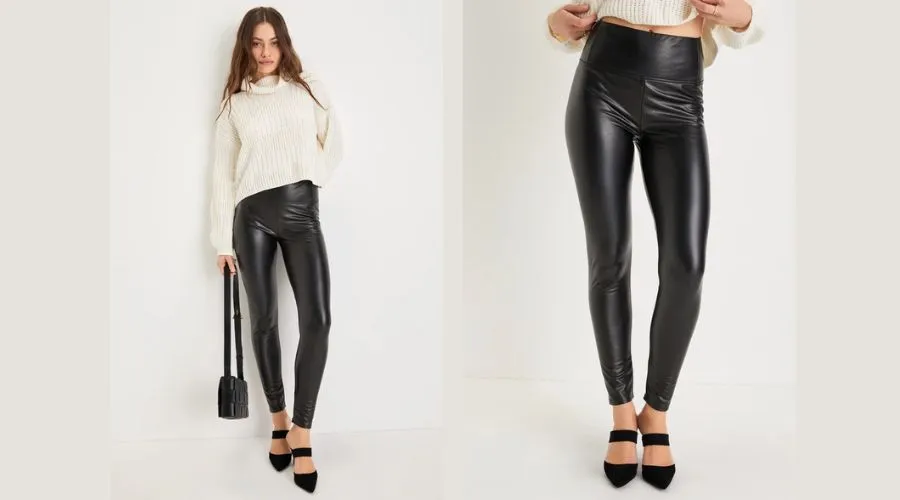 Black Vegan Leather High-Rise Leggings