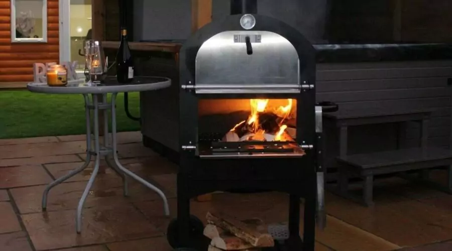 2 Tier Charcoal Fire Pizza Oven Barbecue Grill With Chimney