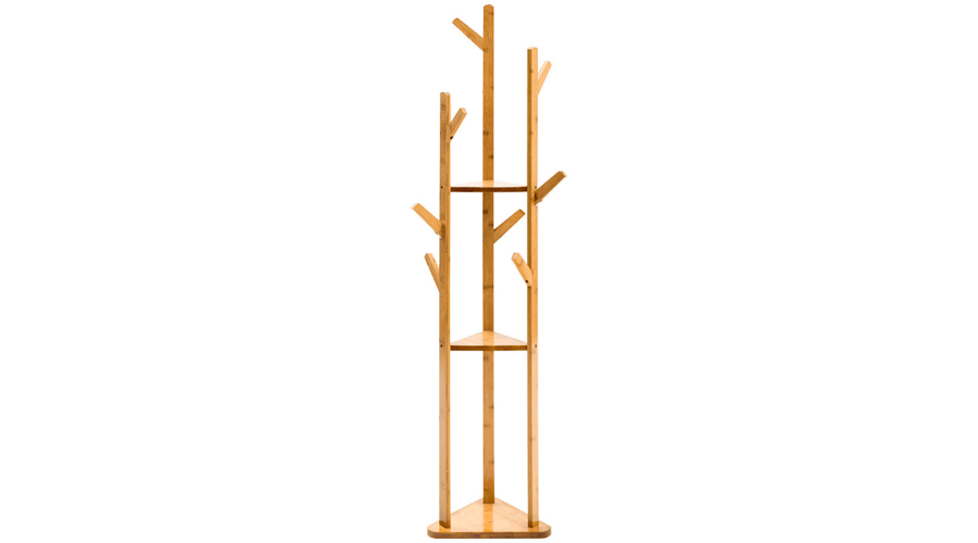 5.5FT Wooden Coat Rack with Hooks