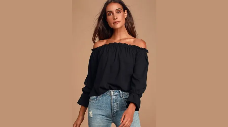 All in Good Fun Black Off-the-Shoulder Top