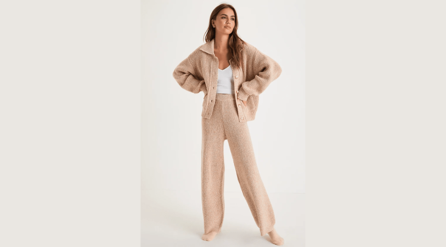 Chill Mood Heather Beige Collared Button-Up Cardigan | Nowandlive