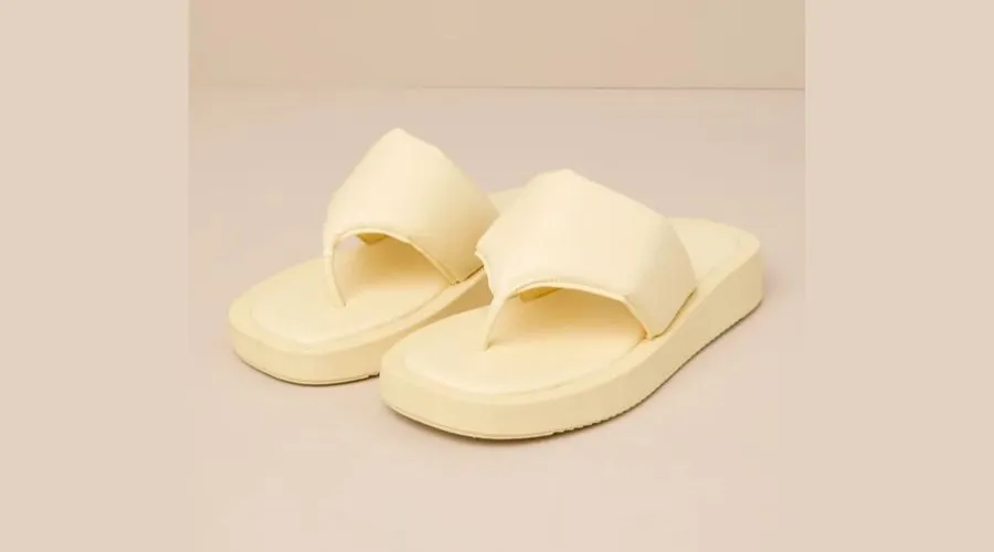 Izzie Yellow Flatform Thong Slide Sandals