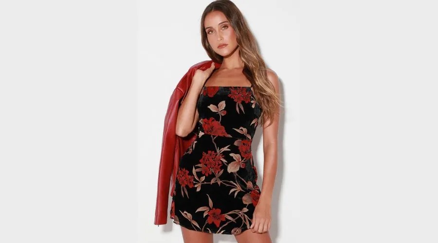 Lady in Love Floral Velvet Mini Dress