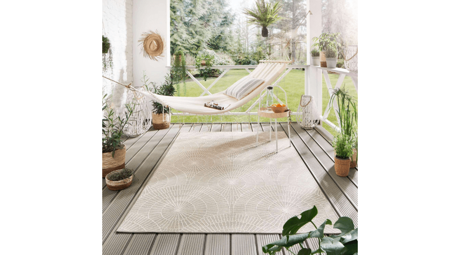 Nyland Circles Indoor Outdoor Rug Colour Beige | Nowandlive