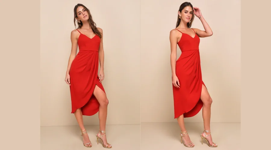 Reinetter Rust Red Midi Dress for Aries