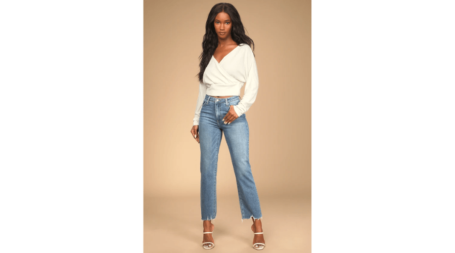 Roaming Wild Medium Wash High-Waisted Straight-Leg Jeans 