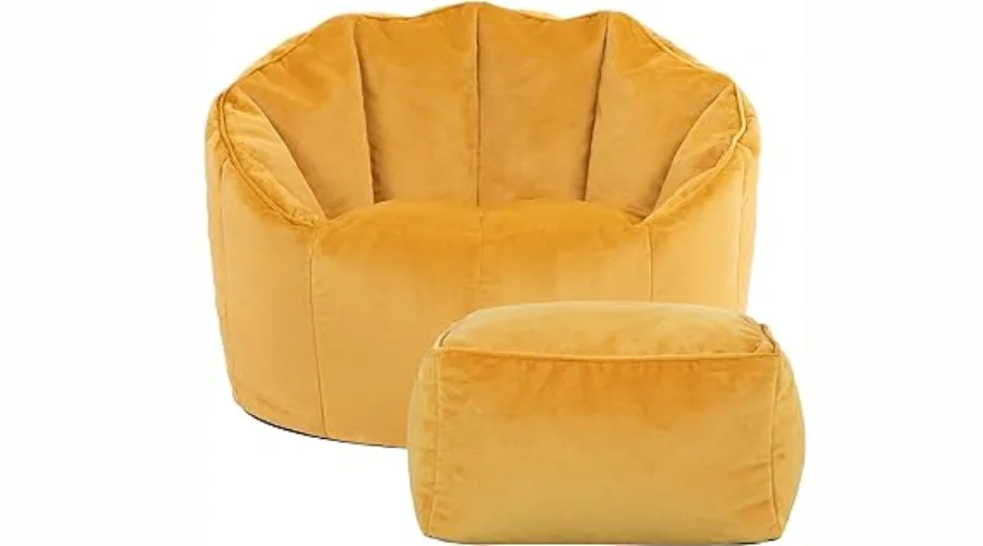 Sirena Velvet Bean Bag with Footstool