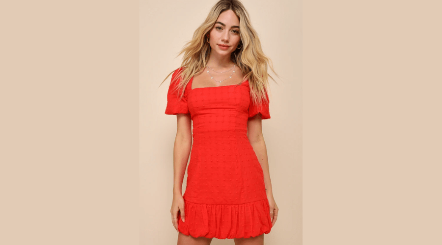Summer in Sicily Red Embroidered Lace-Up Mini Dress