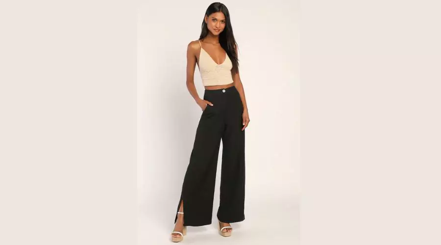 Jet Stream Black High Waisted Wide Leg Pants 