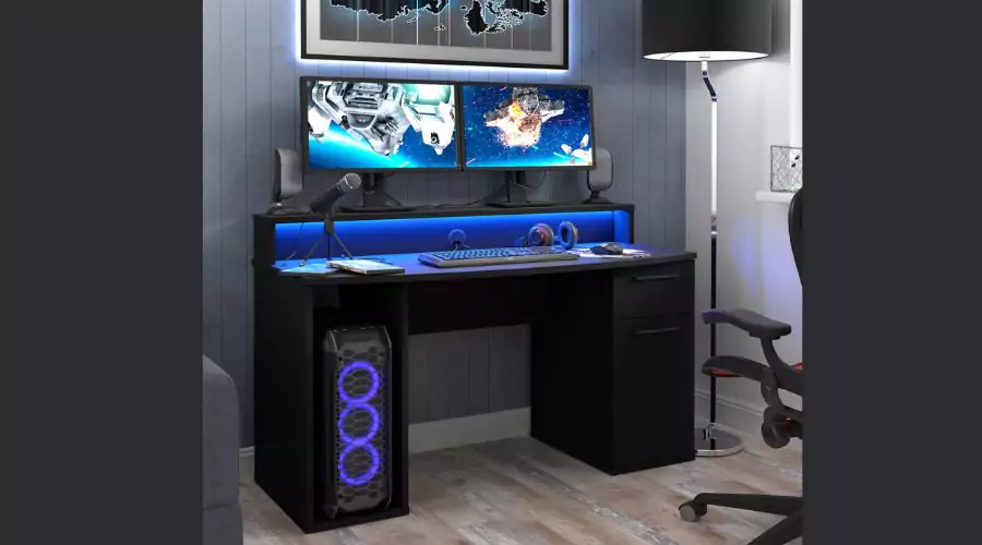 Power Z Compact Gaming Desk - Black 