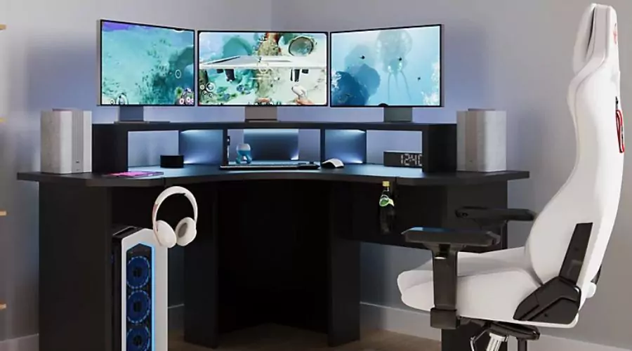 Topaz Compact Corner Gaming Desk - Black 
