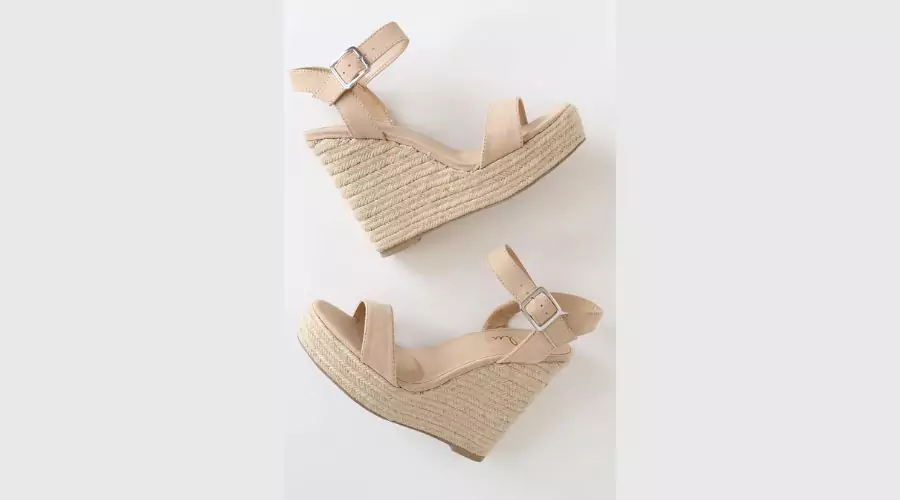 Beachy Dreams Natural Suede Espadrille Wedges