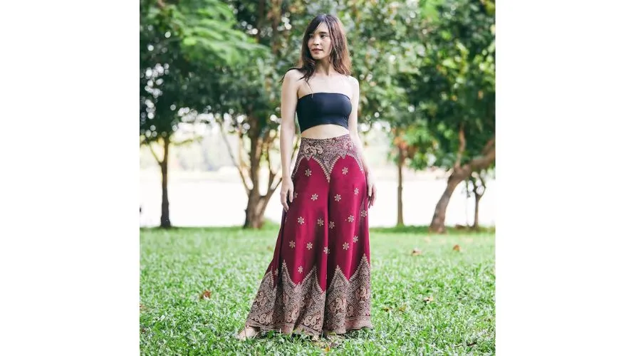 Burgundy Women Palazzo Pants