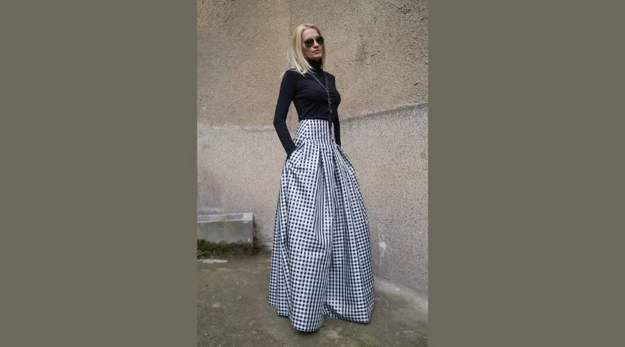 Black and White Long Maxi Skirt