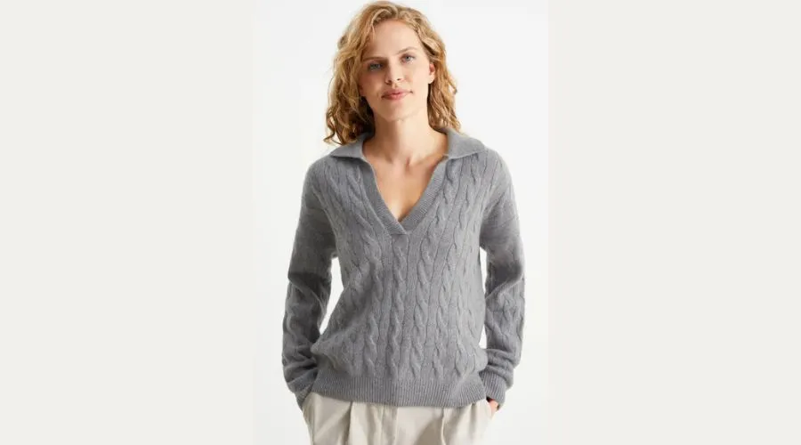 Cashmere Blend Jumper - Cable Knit Pattern