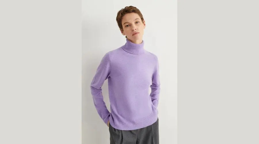 Cashmere Polo Neck Jumper Light Violet