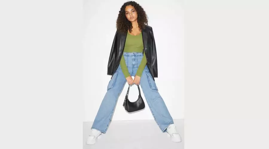 Clockhouse - Straight Cargo Jeans - High Waist