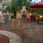 Natural stone slabs for garden landscaping