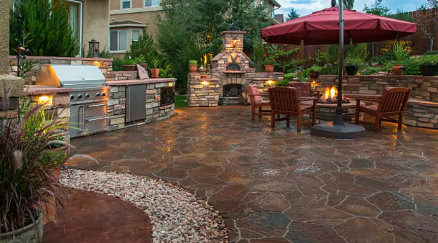 Natural stone slabs for garden landscaping
