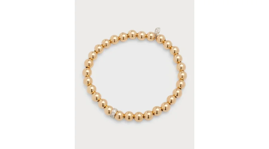 14k Beaded Diamond Wheel Bracelet | Nowandlive