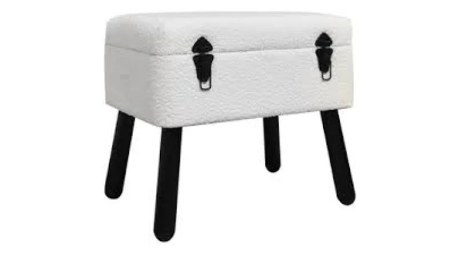 Aimie Storage Stool in white | Nowandlive
