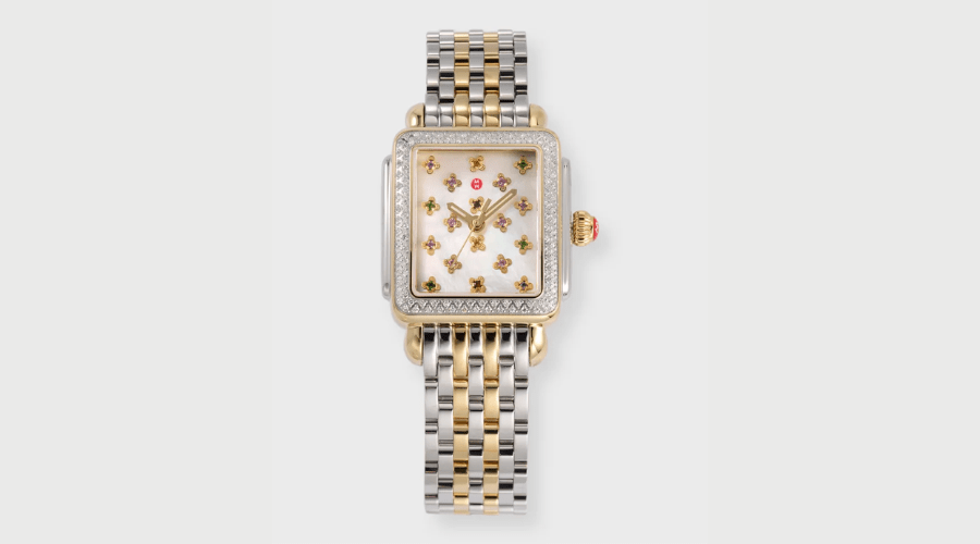 Deco Fleur Two-Tone 18K Gold-Plated Diamond Watch