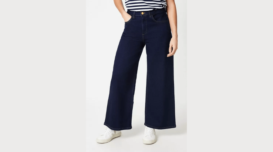 Petite Wide Leg Denim Jeans | Nowandlive