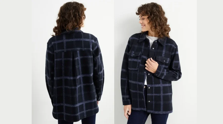 Shirt jacket - checked - dark blue