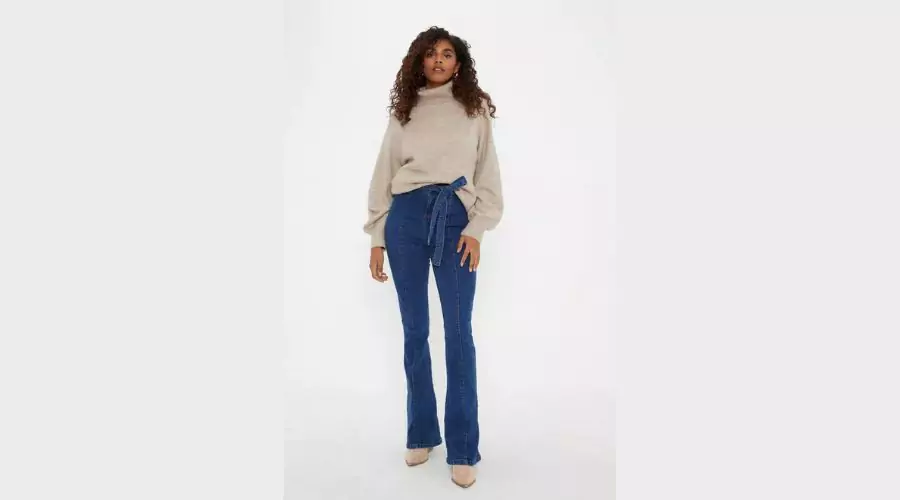 Seam Tie Waist Flare Jean