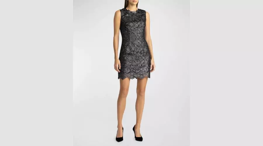 Sleeveless Metallic Lace Mini Dress 