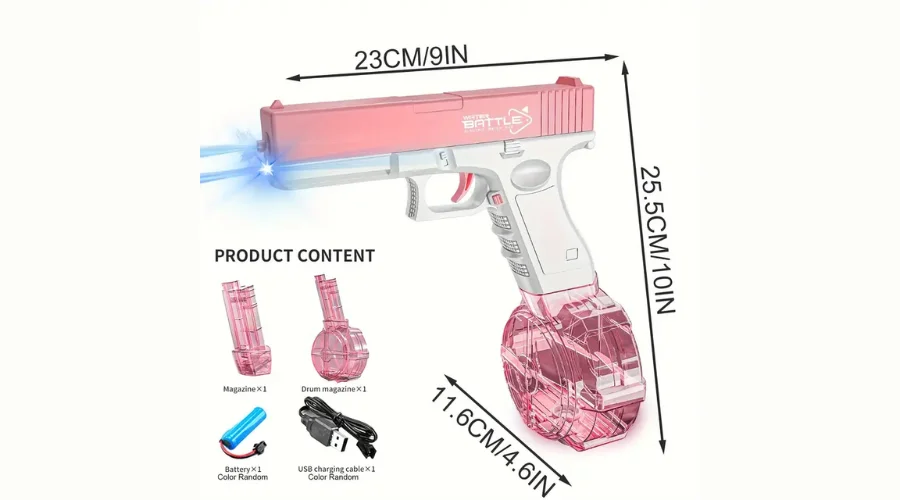 1 PC Electric water gun toy in Pink & Silver