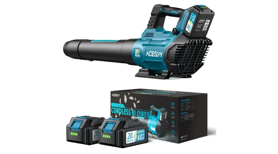 Blue Coloured Battery Powered Leaf Blower Cordless in 3 Speed Level