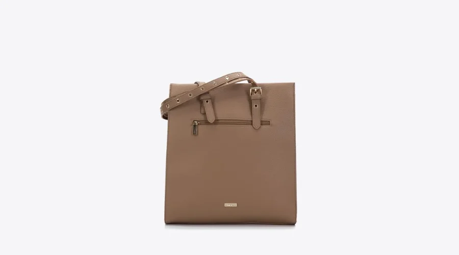 Brown Riveted Strap Shopper Bag