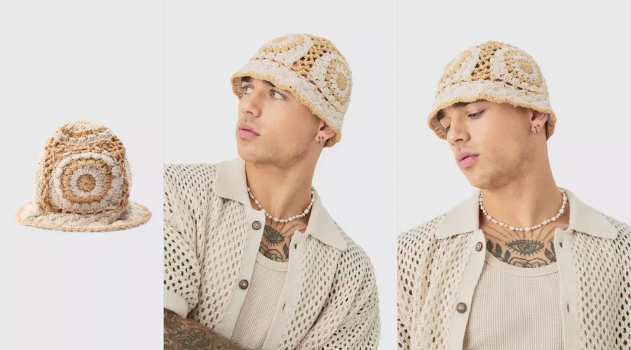 Crochet Bucket Hat In Ecru
