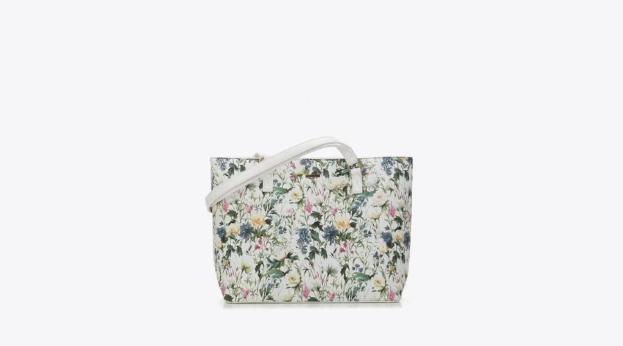 Eco-Leather Flower Shopper Bag White