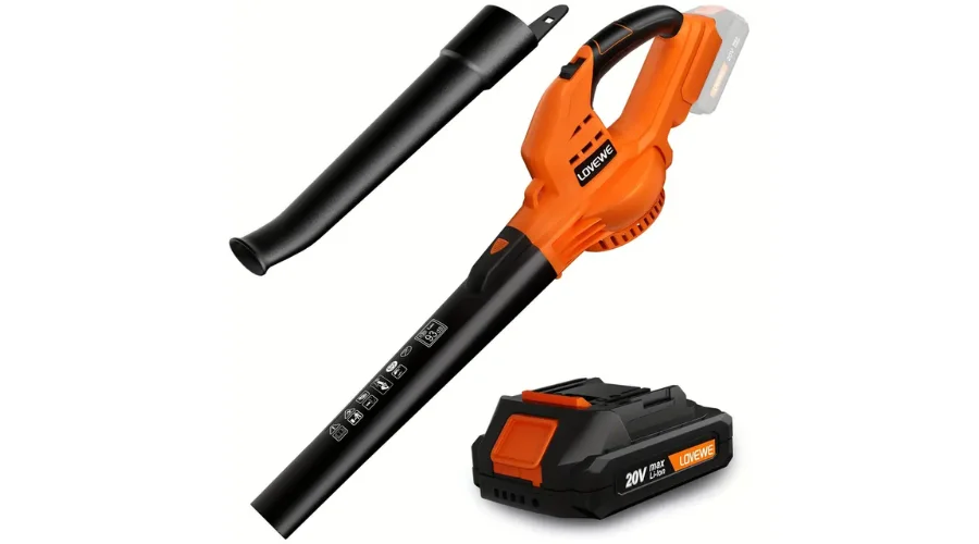 LOVEWE Cordless leaf blower 20V Battery powered in Orange Colour