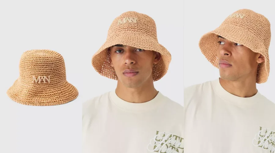 Man Raffia Bucket Hat In Natural