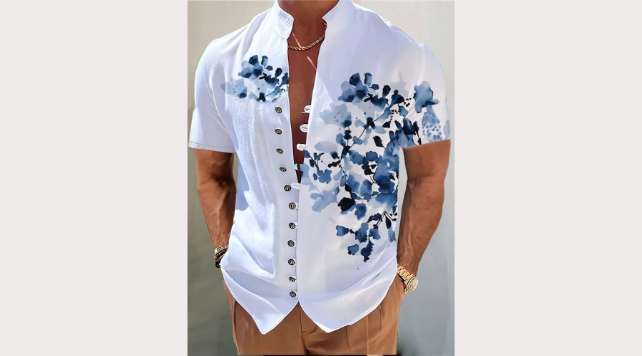Men’s Artistic Ink Painting Short Sleeve Shirt