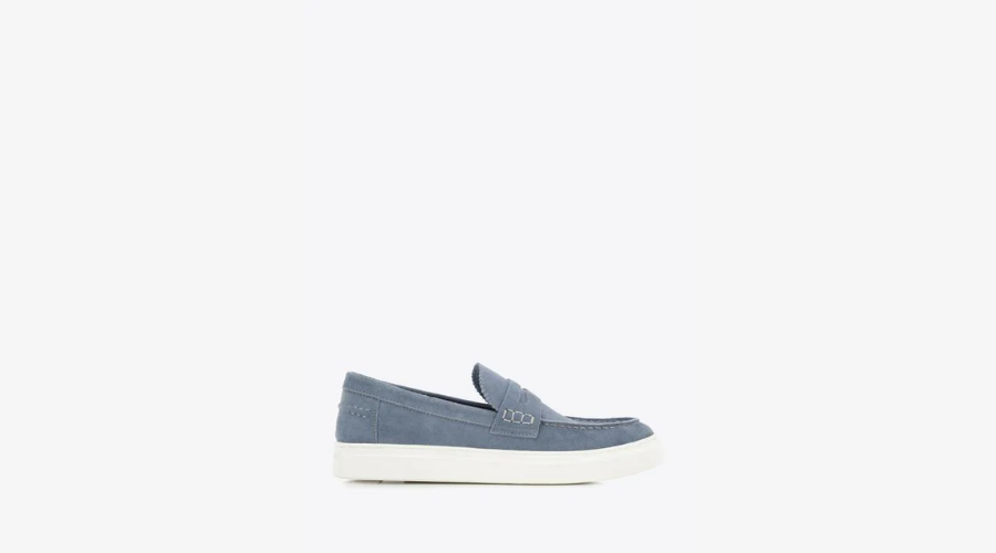 Men's Suede Loafers With a Thick Sole in Blue Colour