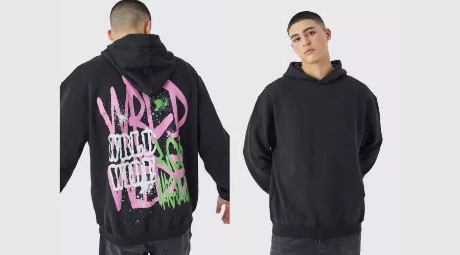 Oversized Worldwide Puff Print Hoodie