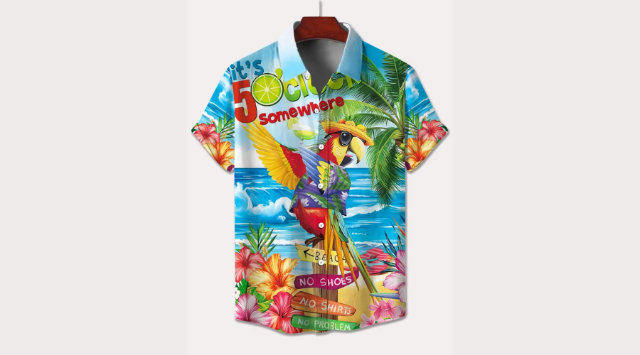 Plus Size Men's Bold Parrot Graphic Print Shirt