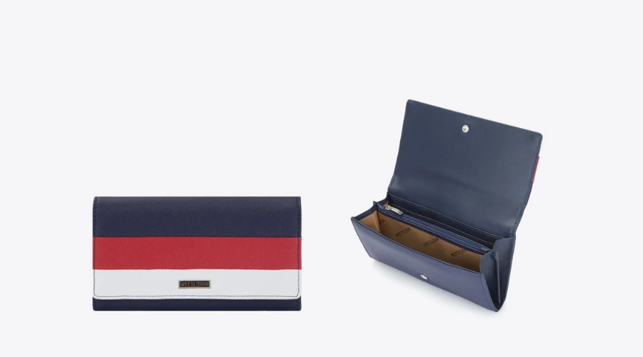 Women's striped eco-leather wallet
