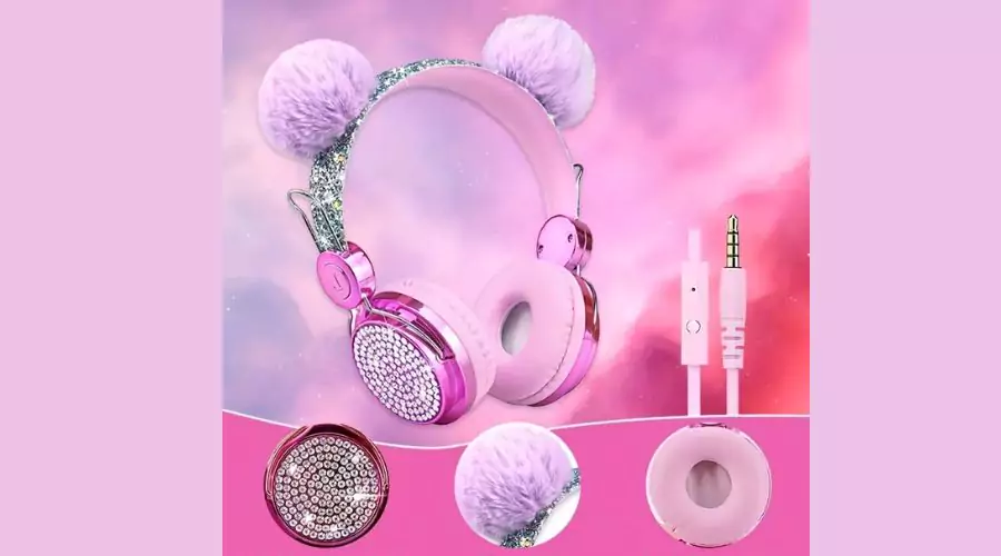 Wired unicorn Headphones with high-definition sound with rhinestones